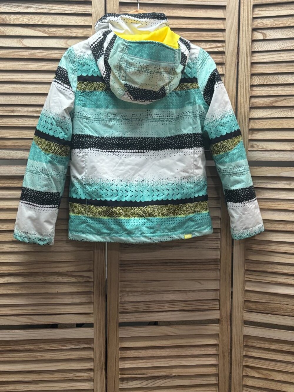 Roxy Jetty Girl Ski Snowboard Jacket Teal Striped Waterproof Size 12 L - Picture 5 of 14